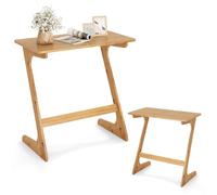 LIFEZEAL Tavolino da Divano, da Letto, a Forma di Z, in Legno Massello di Bamboo, Porta PC, Laptop, Tavolino Laterale da Caffè, Soggiorno, Salotto, Salvaspazio, Moderno, Max 50kg, 75x40x70cm, Naturale
