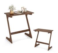 LIFEZEAL Tavolino da Divano, da Letto, a Forma di Z, in Legno Massello di Bamboo, Porta PC, Laptop, Tavolino Laterale da Caffè, Soggiorno, Salotto, Salvaspazio, Moderno, Max 50kg, 75x40x70cm, Marrone
