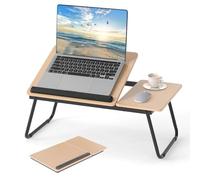LIFEZEAL Tavolino, Vassoio da Letto per PC, Colazione, Mangiare, Pieghevole, Regolabile, Inclinabile, Servitore, con 2 Piani Separati, Barra Anticaduta (nero)