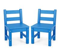 LIFEZEAL Tavolo e sedie per Bambini, Tavolo e Sedie Mini Solido e Durevole in Legno Plastica PE, Tavolino per Interni ed Esterni (2 Sedie blu)