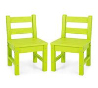 LIFEZEAL Tavolo e sedie per Bambini, Tavolo e Sedie Mini Solido e Durevole in Legno Plastica PE, Tavolino per Interni ed Esterni (2 Sedie verde)