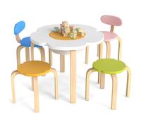 LIFEZEAL Tavolo per bambini con 4 sedie, in legno, con vano portaoggetti, per bambini da 3 a 8 anni, tavolo da gioco per bambini, per cameretta dei bambini, asilo