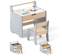 LIFEZEAL Tavolo per bambini con sedia, scrivania per bambini rimovibile con spazio di archiviazione, gruppo di seggiolini per bambini con lavagna double face, set per giocare, leggere, dipingere