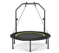 LIFEZEAL Trampolino per fitness pieghevole φ101 cm, saltatore con barra di sicurezza, 2 bande di resistenza, altezza regolabile 107,5-130,5 cm, telaio in acciaio, carico 150 kg, interno ed esterno