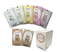 LIFFLY Confezione da 14 bustine profumate per cassetti e armadi lavanda, rosa, gelsomino, oceano, vaniglia, legno di sandalo, gardenia, 7 profumi