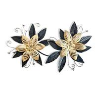 LIFFY decorazione da parete fiore oro nero 15” 3D Arte floreale moderna multistrato, decorazione da appendere in casa per interni, camera da letto, soggiorno, giardino e patio