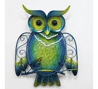 Liffy Decorazione da parete in metallo con gufo in vetro, decorazione da parete per casa, soggiorno, cortile, patio, recinzione