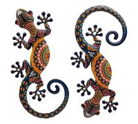 LIFFY Decorazione da parete in metallo con lucertola, geco - Confezione da 2 decorazioni da parete in metallo da 38,1 cm, decorazione da parete per esterni, scultura decorativa per cortile, giardino