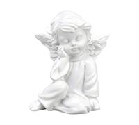 LifgWas Statuetta d'angelo addormentata in resina, piccola statuetta da giardino e decorazione per la casa, 5,5 x 6 cm, angelo di cimitero e tomba bianca per decorazione casa, balcone, scaffale