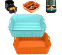 Lifhety 2 Pezzi Teglia per Friggitrice ad Aria Accessori Contenitori, 8.3Inch Stampi in Silicone Teglie Cestello per Friggitrice ad Aria per 3,5-7,2L Ninja/Cosori/Philips, Forno e Microonde, BPA Fre