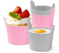 Lifhety Pirottini per Friggitrice ad Aria, Privo di BPA Stampo Muffin 4Pezzi, Alimentare Spesso Silicone per Stampi, Stampo per Uova per Accessori Friggitrice ad Aria