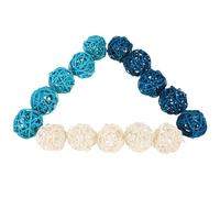 LIFKICH 15 Palline Decorative in Rattan e Vimini Blu e Bianco, Sfere Naturali per Diffusori Oli Essenziali, Accessori per Arredamento Casa, Bagno e Ufficio, Set Artigianale per