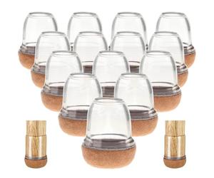 LIFKICH 16 Pezzi Protezioni per Gambe di Sedie Trasparenti, Cuscinetti Coprisedia Antiscivolo e Resistenti per Pavimenti in Legno, Protezioni per Piedini di Mobili da Interno ed Esterno