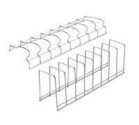 LIFKICH 2 Pezzi Scolapiatti in Acciaio Inox Argento 8 Slot per Cucina | Struttura Moderna senza Montaggio, Fondo Piatto, Uso su Piano o Lavello, Supporto Asciugatura