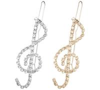 LIFKICH 2pezzi Fermagli per Chioma a Forma di Nota Musicale in Metallo Strass Brillanti, Eleganti Clip Laterali per Chioma per Carnevale e Natale