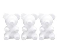 LIFKICH 3 Pezzi Modello Orso in Schiuma Bianco, Modellabile | Art Project e Painting, Forma Bear, Superficie Paintable ed Embellishable, Articolo DIY