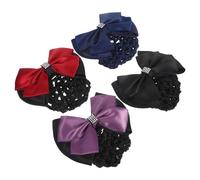 LIFKICH 4pezzi Rete per Fascia per Capelli in Filo di Fiocchi per Capelli Fiocco e Fermaglio per Snood Retina da Ballo Snood da Donna