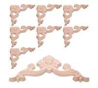 LIFKICH 8 Pezzi Applique in Legno Intagliato Stile Classico per Angoli | Finitura Grezza Venatura Visibile, Motivo Traforato Tradizionale, per Ville e Interni Rinnovati