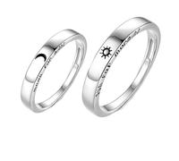 LIFKICH Anelli Aperti Regolabili 2pezzi in Rame Argento Decorativi Sagome Sole e, Stile Creativo Chic, come Regalo per Occasioni Speciali e Compleanni