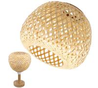LIFKICH Ceiling Lights Cover in Bambù Intrecciato Beige per Lampada Sospesa Rustica, Leggero e Multifunzionale, per Ristorante e Luci a Sospensione Decorative
