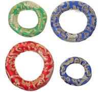 LIFKICH Cuscini per Ciotole Tibetane Accessori Yoga per Meditazione e Rilassamento della Psiche Set 4 Pezzi in Cotone Ricamo Stile Cinese a Forma di Anello Colore Casuale