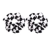 LIFKICH Elastici per Chioma Nero e Bianco Donna 2 Pezzi in Chiffon Motivo Scacchiera Facili da Usare Adatti a Tutti i Tipi di Chioma per Lavoro e Festa