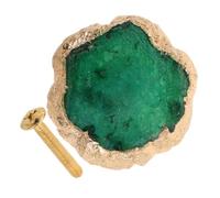 LIFKICH Maniglia Decorativa in Cristallo Verde per Mobili, Stile Retrò | Ottone e Cristallo, Finitura Lucida con Frammenti Irregolari, per Armadi e Camere, con Vite Inclusa