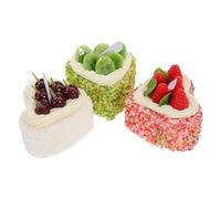 LIFKICH Modello di Torta Artificiale a Forma di Cuore in Schiuma 3 Pezzi, Decorazione Realistica per Esposizione e Arredamento Cucina per Feste