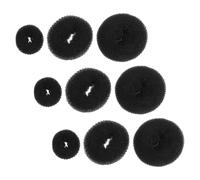 LIFKICH Set 9 Pezzi Ciambelle per Chignon in Nylon Nero Accessorio Flessibile per Creare Chignon a Ciambella Grandi e Piccoli Modellatore per Acconciature Fai da Te per Chioma Lunghi e