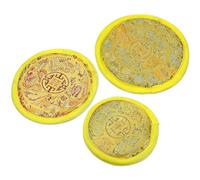 LIFKICH Set da 3 Cuscini Gialli per Campane Tibetane in Cotone con Ricamo, Protezione per Singing Bowl, per Meditazione Zen e Uso come Sottobicchiere