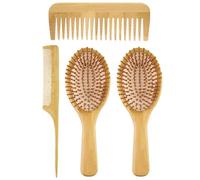 LIFKICH Set da 4 Pettini in Bambù Multiuso per Massaggio del Capelluto, Robusti e Pratici, Promuovono la Circolazione Sanguigna, per Uso Domestico