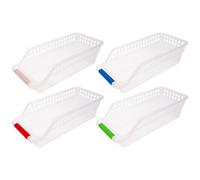 LIFKICH Set da 4 Pezzi di Contenitori per Immagazzinaggio in Plastica Bianca Design a Cassetto e Lati Traforati, Resistenti per Organizzare Cucina e Casa Colore Casuale