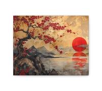 LIFKNVN Grande stampa artistica su tela, decorazione murale con dipinto di paesaggio, dipinto su tela del lago Japandi, moderna decorazione murale giapponese per la casa 80x120 cm senza cornice