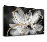 LIFKNVN Poster floreale da parete in bianco e nero per soggiorno, grande opera d'arte su tela per camera da letto, ristorante, bagno, studio, ufficio (70x110 cm/senza cornice)