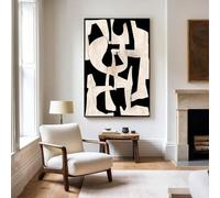LIFKNVN Quadro su tela geometrico astratto in bianco e nero, grande poster moderno decorativo per soggiorno, camera da letto (50x70 cm/senza cornice)