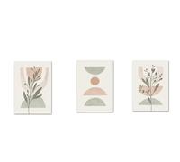 LIFKNVN Stampe su tela HD con poster, motivo astratto semplice scandinavo, linea bohémien, foglia, geometria, per la decorazione del soggiorno, 75x110cmx3, senza cornice.