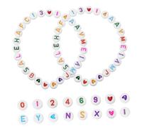 LIFKOME 1 Set Perline Decorative Acriliche Colorate Lettere Numeri Cuori Piatti Per Braccialetti E Gioielli Fai Da Te Di Perline Artigianali Resistenti E Versatili Per Creazioni 300 Pezzi