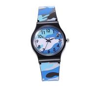 LIFKOME 1pezzi Orologio Bambino Bambina Camouflage Orologio a Batteria Con Cassa in Plastica e Acciaio Adatto Bambino Bambina Design Mimetico Blu Resistente e Divertente