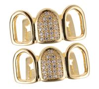 LIFKOME 2 Pezzi Accessori per griglia puntello per con Denti Braccio per Denti Hip Hop in Costume di Golden