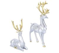 LIFKOME 2 Pezzi Decorazioni Natalizie Figurine in Resina Moderne Stile Origami Argento Addobbi da Tavolo Eleganti per Casa e Ufficio