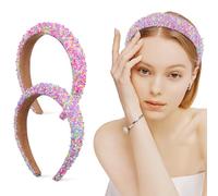 LIFKOME 2 Pezzi Fasce per Capelli Larghe Imbottite in Spugna Colorate Cerchietti Antiscivolo e Morbidi per Donna e Ragazze Accessori Moda per Feste e Uso Quotidiano