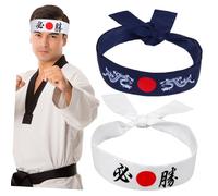 LIFKOME 2 pezzi Fascia Giapponese Bushido per Karate e Sport Bianco e Blu Dragon Traspirante per Yoga Corsa e Cucina Accessorio Versatile per Allenamento e Uso Quotidiano