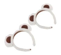 LIFKOME 2 Pezzi Fascia per Capelli Orsetto Morbida e Elastico Accessorio Peluche per Trucco Lavaggio Viso e Cosplay Natalizio Adulti e Bianco