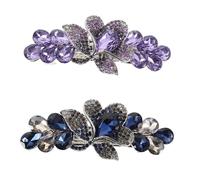 LIFKOME 2 pezzi Fermagli per Capelli Donna con Strass Brillanti Pinze Metallo Rettangolari con Molla Fiore Accessori Sposa e Cerimonia Clip Laterali per Coda di Cavallo Leggere e