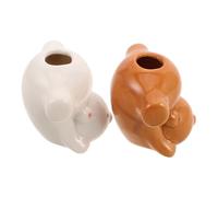 LIFKOME 2 Pezzi Portaspazzolini Animali Cartone con Dispenser Stuzzicadenti per Organizer Bagno Antiscivolo Decorativo e Funzionale per Spazi