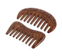 LIFKOME 2 Pezzi Pz Pettini in Legno Intagliato Mano per Massaggio Capelluto Pettine Denti Larghi in Legno Sandalo con Floreali Pettine Quadrato e Rotondo per Districare e Stimolare
