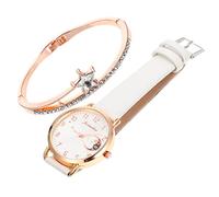 LIFKOME 2 Set Orologio lunare da donna garbo grazia guardare delicato cinturino dell'orologio Bracciale decorazione del braccialetto bracciale da donna con design a stella pu bianca