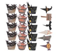 LIFKOME 2 Set Pirottini per Muffin Halloween con Topper Decorativi Resistente con e Teschio per Feste e Shower