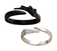 LIFKOME 2Pcs Angel Devil Wings Anello Aperto per Uomo E Dragon Regolabile Black Bianco Coppia Coppia Anello Regalo