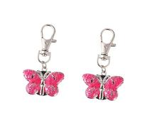 LIFKOME 2pezzi Keychain Pocket Watch Delicate Butterfly Shape Cartoon Quartz Design Portable Hanging Timepiece for Girls and Students for Everyday Use